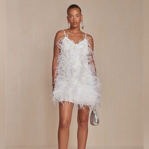 Cult Gaia Zariah White Feather Mini‎ Dress